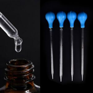 1Pc Glass Graduated Scale Dropper Pipette Transfer Pipettes Bulb Lab Tool fi