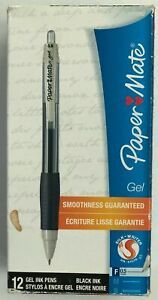 12 Paper Mate Gel black ink RT Pens fine 0.5mm