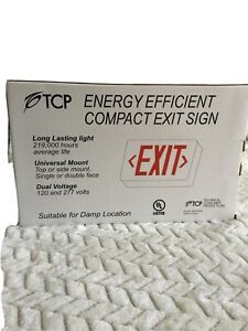 = TCP Energy Efficient Compact Exit Sign Red LED 22742 AC Only Universal Mount