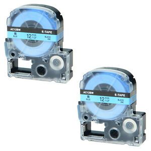 2PK Compatible with EPSON K-Sun 212BB 212BBPX 12mm Tape Blue Label 0.47&#034;