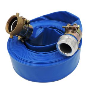 1-1/2 in. Dia. x 100 ft. Blue 6 Bar Heavy Duty Lay Flat Hose with Connectors