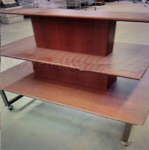 Heavy duty Multi Tier Table- On Wheels  Color: Cherry -Wood