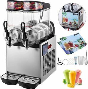 110V Slushy Machine 12Lx2 Bowl Frozen Drink 700W Margarita Maker Commercial