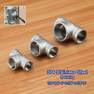 BSP Reducing Tee Female Thread Stainless Steel Pipe Fittings Adapter Connector