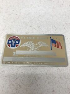 VINTAGE METAL SOCIAL SECURITY CARD (50s-60s) USA Registered Nurse New-Mint.  R