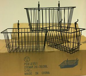 Retail Slat Wall Grid Wall Basket 26-303BL, Black