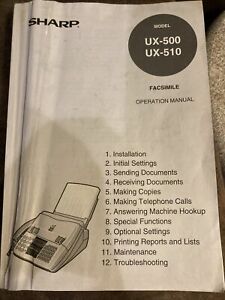RARE Sharp model UX 500, UX 510 facsimile operation manual