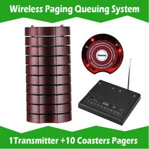 Wireless Queuing Paging System 1 Keypad 10 Pagers Receiver For Coffee Hospital
