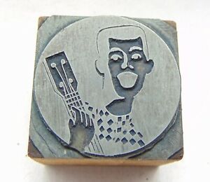 Printing Letterpress Printers Block Man With Guitar
