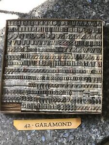 VINTAGE 42 PT GARAMOND FOUNDRY TYPE LETTERPRESS