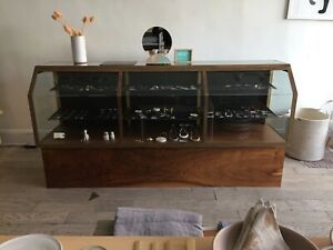 Custom Made Glass display Case Solid Wood &amp; Brass Frame