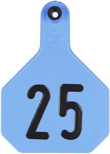 Y-Tex Large 4 Star Cattle Ear Tags Blue Numbered 51-75
