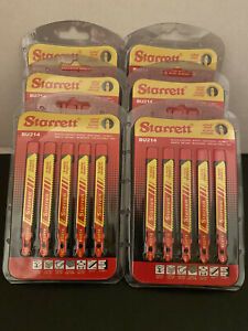 (6)-Starrett BU214 Bi-Metal Multi-Purpose Unified Shank Jig Saw Blades 5 Pack