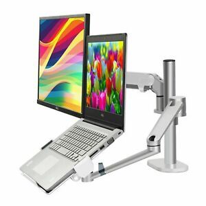 Height adjustable Monitor((10-27&#034;) Laptop(10-17&#034;) desk stand with gas spring arm