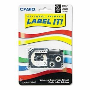 Casio Label Printer Iron-On Transfer Tape, 18mm, Black on White (CSOXR118BKS)
