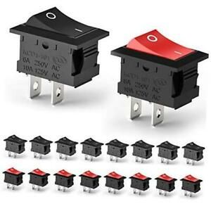 16 Pack SPST Snap in Latching ON Off 2 Pin Black Snap Rocker Boat Switch