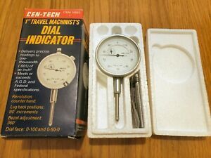 NIB CEN-TECH 1&#034; Travel Machinist&#039;s Dial Indicator #00623 Boxed Gauge