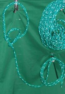 Cattle Bovine Adjustable Halter with Rope Lead Showing Green and White Poly