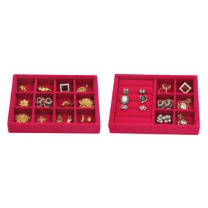 2pcs Stackable Jewelry Display Tray Organizer Showcase