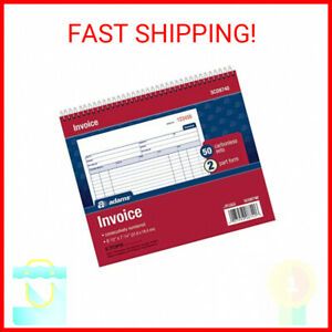Adams Spiral Invoice Book, 8 1/2 x 7 1/4 Inches, 2-Part, Carbonless, White/C …
