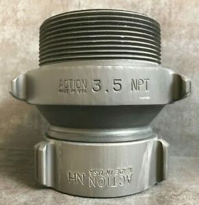 Aluminum Fire Hose Thread Adapter, 2.5&#034; F.NST Swivel x 3.5&#034; M.NPT Rocker Lug