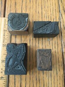 Letterpress Printer Blocks/Cuts Decorative Lot of 4
