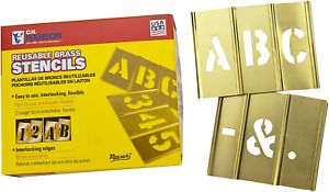 C.H. Hanson 10033 Brass Interlocking Stencil Letter Set, 33 pieces, 3 inch