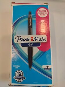 NEW 12 Pack Paper Mate Retractable Gel Pens, Medium Point, 0.7 mm, Black Ink