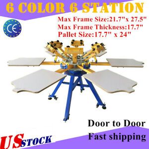 USA 6 Color 6 Station Screen Printing Machine Press T-shirt Printer Carouse NY