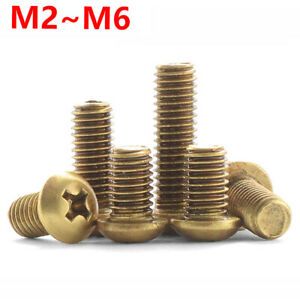 M2/2.5/3/4/5/6 Solid Brass Round Pan Head Phillips Screws Machine Screws Bolts