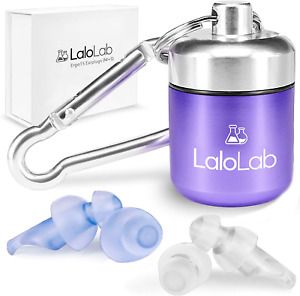 Ear Plugs for Sleeping by LaloLab | 2 Sizes Comfortable Reusable Noise Earplugs