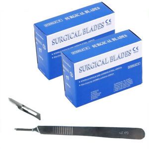 2Packs Dental Medical Surgical Scalpel Blades 11# + 3*Free Scalpel Blades Handle