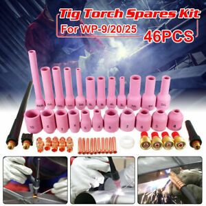 46Pcs TIG Gas Lens Collet Body KIT Back Cap For TIG Welding Torch SR WP9 20 25