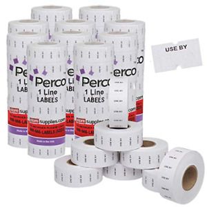 Perco Use by 1 Line Labels - 10 Sleeve, 80,000 use by Labels for Perco 1 Line