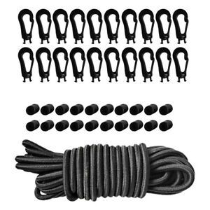 5m Elastic Bungee Rope Cord Tie Down + 20Pcs Rope Hook Ends For Boat Trailer