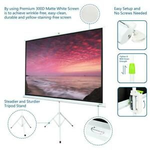 100 inch Tripod Stand 4:3 Portable Projector Screen Matte Pull Up Foldable