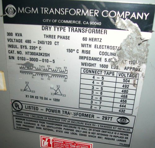300kva mgm transformer for sale