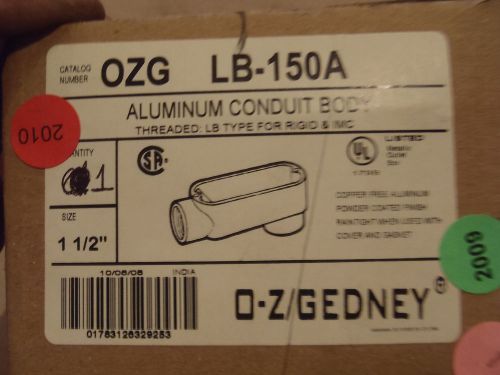 (1) O-Z / Gedney LB-150A 1-1/2&#034; ALUMINUM Conduit Body