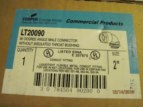 COOPER CROUSE-HINDS LT20090 90 DEGREE MALE CONNECTOR 2&#034; SEALTITE