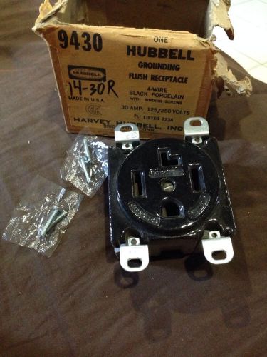 Hubbell 9430 black porcelain receptacle 30a 125/250v 4wire for sale