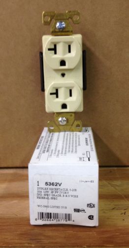 Cooper electric 5362v ivory 5-20r duplex receptacle - new in box for sale