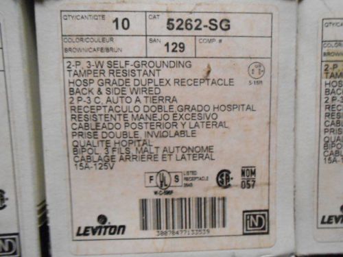 Leviton 5262-SG 5-15R Duplex Receptacle Industrial - Brown