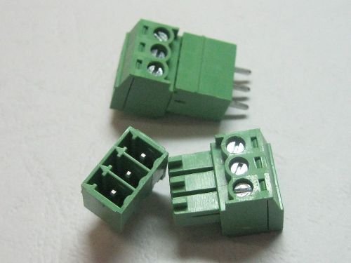 100 pcs 3pin/way pitch 3.5mm screw terminal block connector green pluggable type for sale