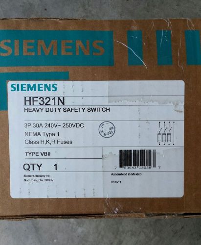 Siemens HF321N Heavy Duty Indoor (N1) Fusible Safety Switch 3 Pole 30A 240V NEW