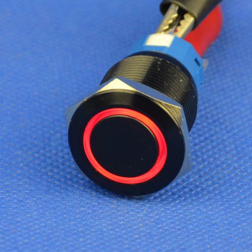 19mm 12v red led 5 pins black push button angel eye metal latching switch car for sale