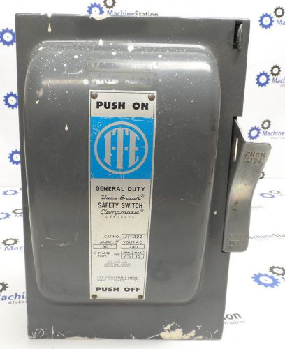 Bulldog i-t-e general duty vacu-break safety switch #jf-322 - 240vac 3-phase 60a for sale