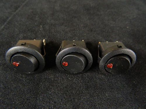 3 PACK ROUND ON OFF ROCKER SWITCH MINI TOGGLE RED LED 3/4 MOUNT HOLE EC-1213RD
