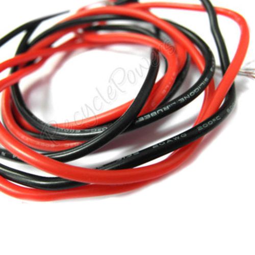 2m Black Red 20 AWG Soft Silicon Wire 600V 200°c 3135