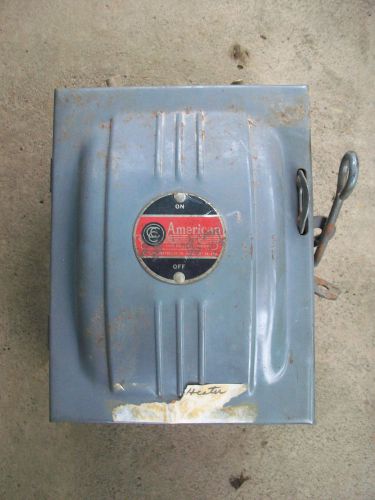 Vintage American Electric Switch 30AMP Cat No 2311 125/250 Volt  240 Volt AC Box