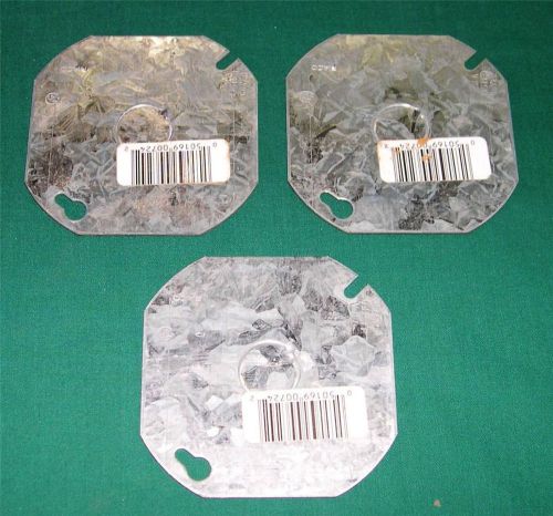 Lot of 3 RACO Metal Faceplates for 3.5&#034; Octagonal Electrical Box
